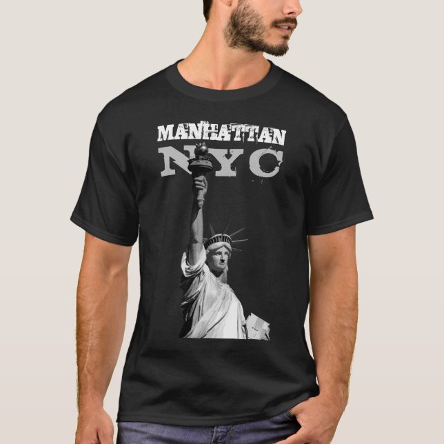 Men's T-Shirts Manhattan Liberty Statue New York (Front)