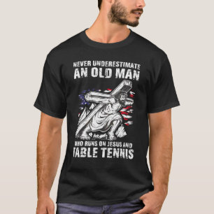 Mens Table Tennis Dad Christian Ping Pong Grandpa T-Shirt