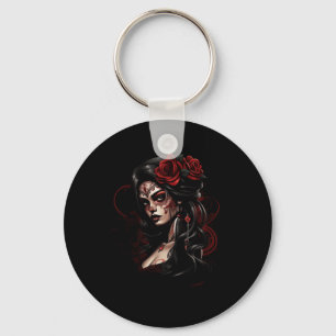 Mens Tattoo Sch Mexican Art Rose Dia De Los Keychain