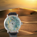 Men's Teal Gold Marble-Look Watch – Black Leather<br><div class="desc">Men's Teal Gold Marble-Look Watch – Black Leather Strap – Custom Gift for Groom, Husband, Dad – Personalized Anniversary & Birthday Present. Unveil His Legacy: The Personalized Teal & Gold Marble Men's Watch More than a mere timepiece, this striking teal & gold marble-look watch is a profound statement—an unforgettable custom...</div>