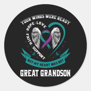 Mens Teal Purple Wing Suicide Awareness Prevention Classic Round Sticker