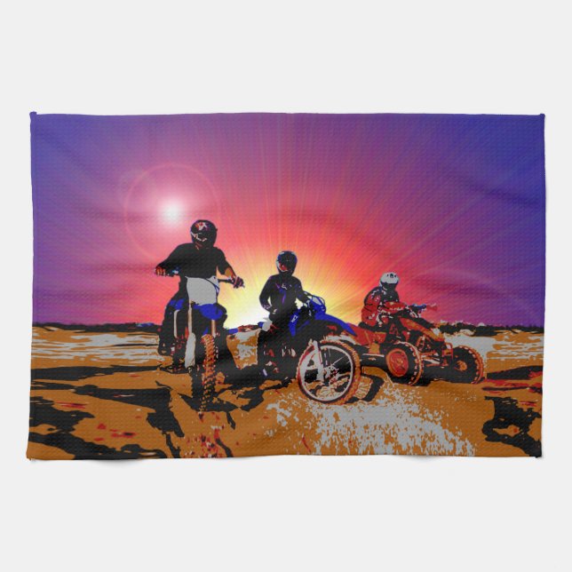 Men's Teen Boy's Motocross Motorbike Riding Kitchen Towel (Horizontal)