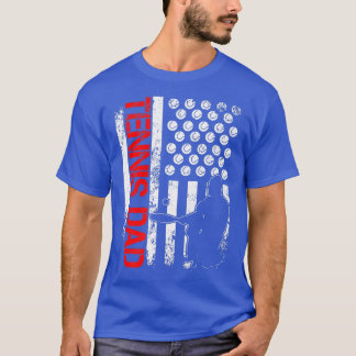 Mens Tennis US American Flag For Patriotic Dad Fat T-Shirt