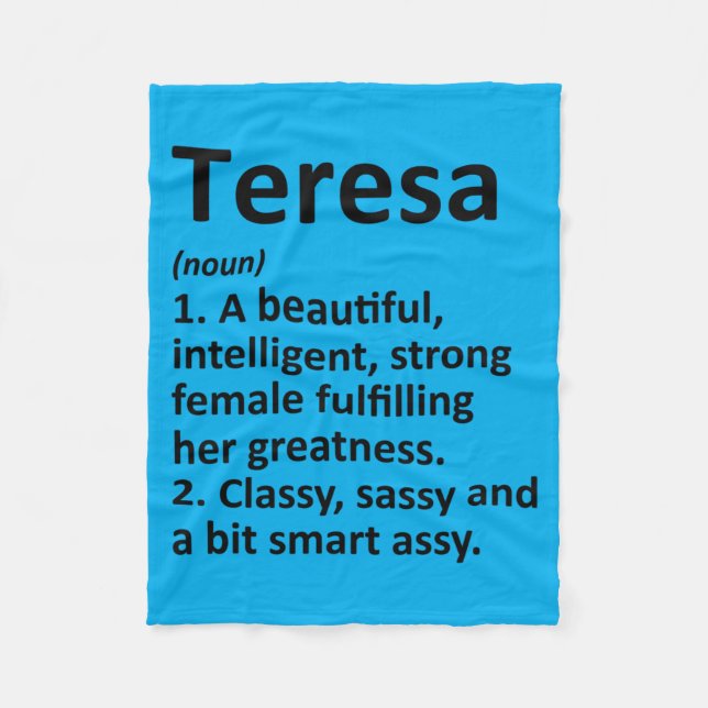 Mens Teresa Definition Personalized Name Funny Fleece Blanket (Front)