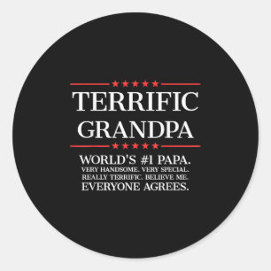 Mens Terrific Grandpa  Classic Round Sticker