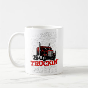 Mens The Best Truckin Dad Ever Big Rig Trucker Fat Coffee Mug