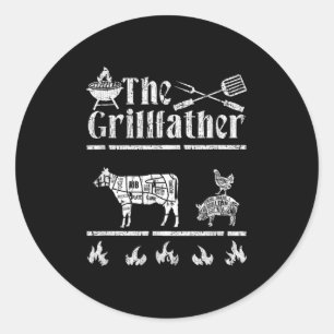 Mens The Grillfather Id Smoke That Bbq Funny  Classic Round Sticker