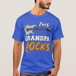 Mens This Grandpa Rocks Retired Guitarist Guitar P T-Shirt