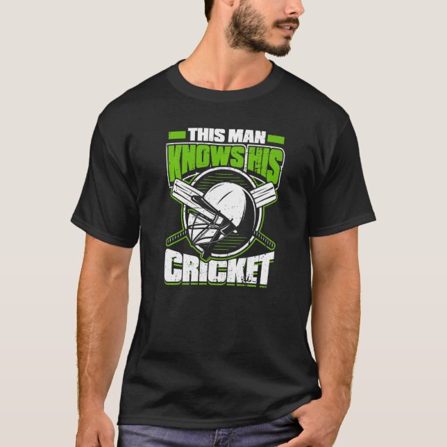 Mens This Man Knows His Cricket  Player Batsman Bo T-Shirt (Front)