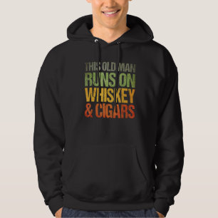 Mens This Old Man Runs On Whiskey & Cigars Whiskey Hoodie