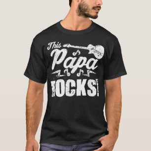 Mens This Papa Rocks T   Guitar Rock n Roll Funny  T-Shirt