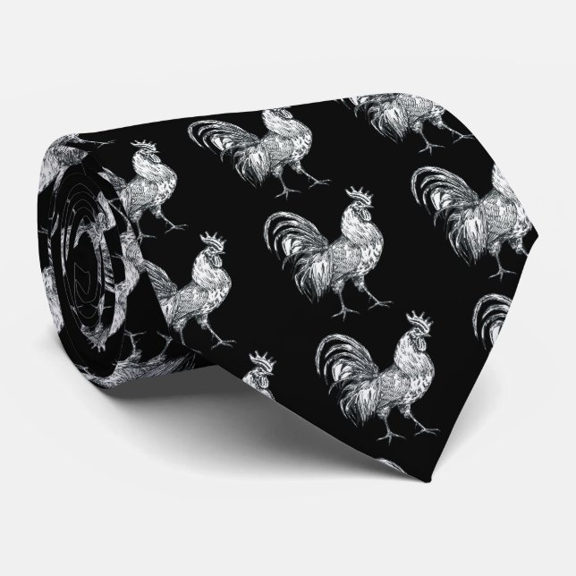 Men's Ties, Farm Animal Collection, Rooster Tie (Rolled)