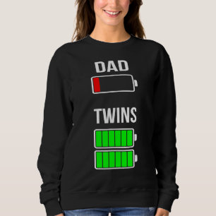 Mens Tired Dad Low Battery Twins Full Charge Dadd Sweatshirt