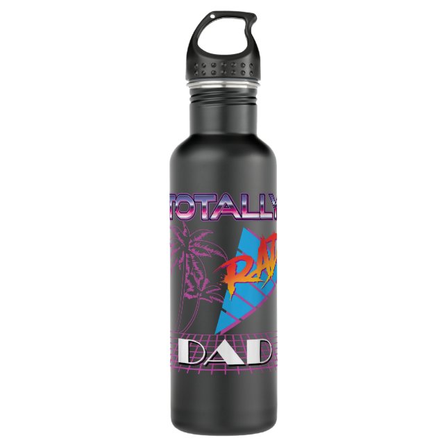 Mens Totally Rad Dad Retro Vaporwave 80s 90s Fathe 710 Ml Water Bottle (Front)