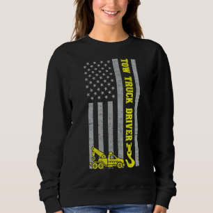 Mens Tow Truck Driver Hook Chain Flag American Usa Sweatshirt