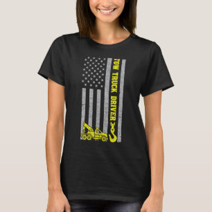 Mens Tow Truck Driver Hook Chain Flag American Usa T-Shirt