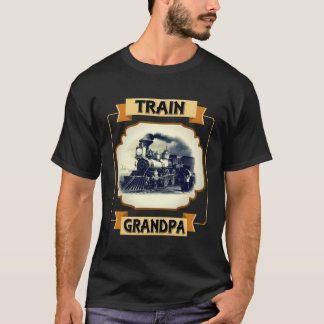 Mens Train Grandpa Vintage Locomotive T-Shirt