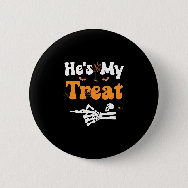 Mens treat skeleton couples matching couple 2 inch round button (Front)