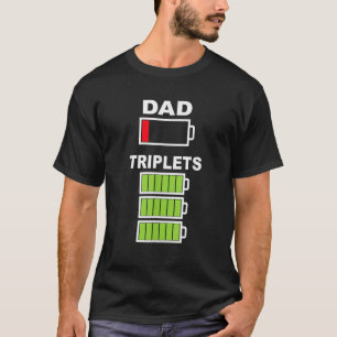 Mens Triplet Dad Low Battery for Tired Parents Fat T-Shirt