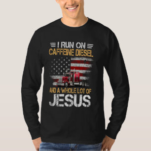 Mens Trucker American Flag Funny Trucker Driver T-Shirt