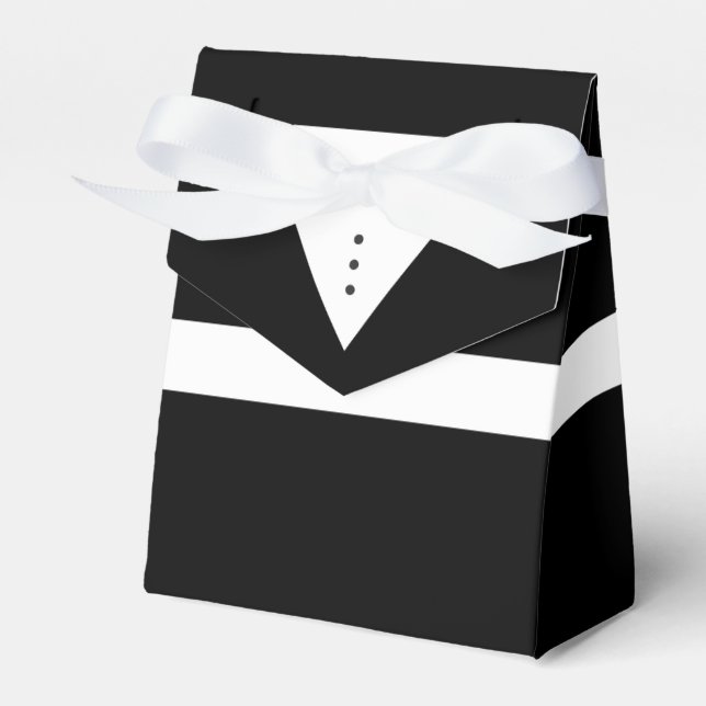 Mens Tux - Groom or Groomsmen Tuxedo Favor Box (Front Side)