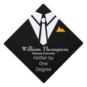 Men's Tuxedo Tie Funny Hotter by One Degree custom Graduation Cap Topper