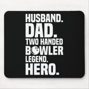 Mens Two Handed Bowler Funny Bowling For Dads Mouse Pad