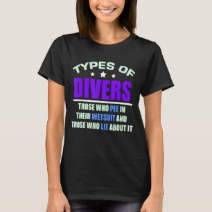 Mens Types Of Divers Aqua Pun Snorkelling Marine F T-Shirt