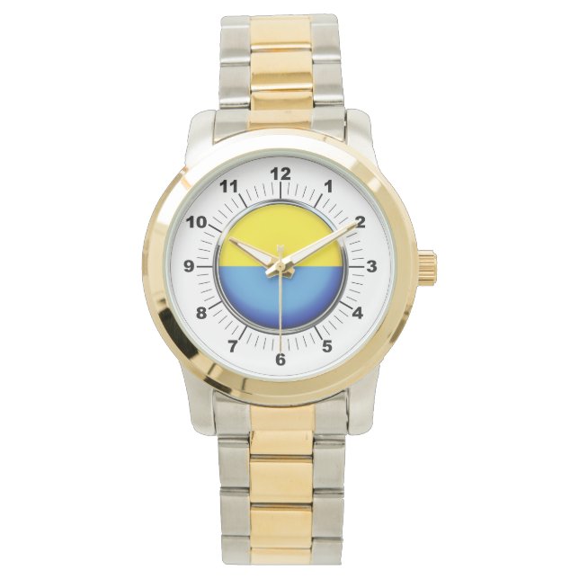 Men's Ukraine Fl Oversized Two-Tone Bracelet Watch (Front)