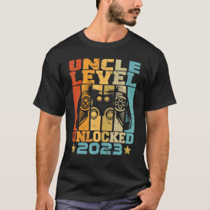 Mens Uncle Level Unlocked 2023 Baby Announcement U T-Shirt