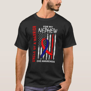 Mens Uncle of a Warrior Nephew CHD Awareness Ameri T-Shirt