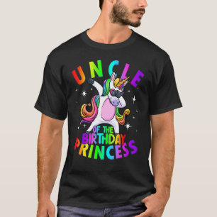 Mens Uncle of Birthday Princess  Dabbing Unicorn T-Shirt