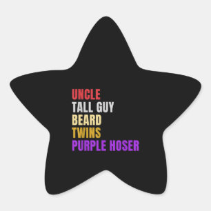Mens Uncle Tall Guy Beard Twins Purple Hoser Star Sticker