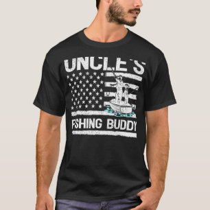 Mens Uncle's Fishing Buddy American Flag Fishing F T-Shirt