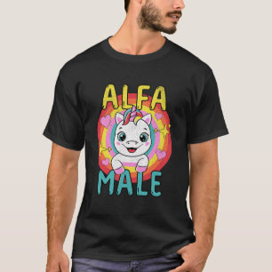 Mens Unicorn Alpha Male Sarcastic Humor Rainbow Em T-Shirt