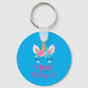 Mens Unicorn Mom Of The Birthday Girl Shirt Keychain