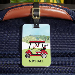 Men's Unique Custom Cart Monogram Name Bag or Luggage Tag