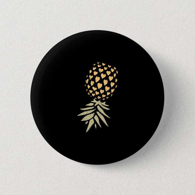 Mens upside down pineapple subtle vacation funny 2 inch round button (Front)