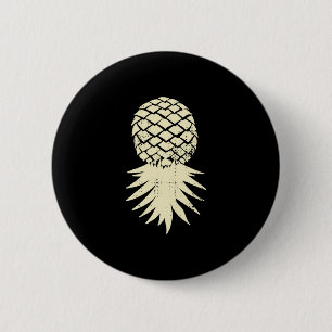 Mens upside down pineapple subtle vacation funny 2 inch round button