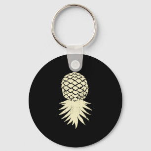 Mens upside down pineapple subtle vacation funny keychain
