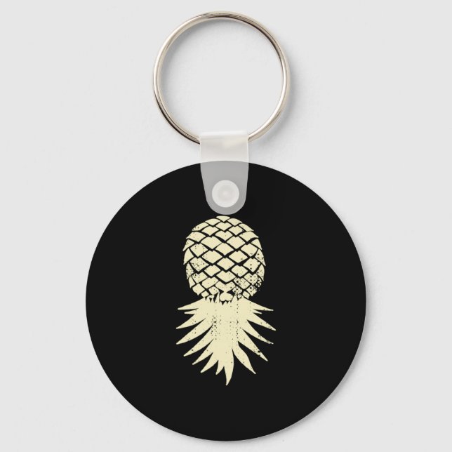 Mens upside down pineapple subtle vacation funny keychain (Front)