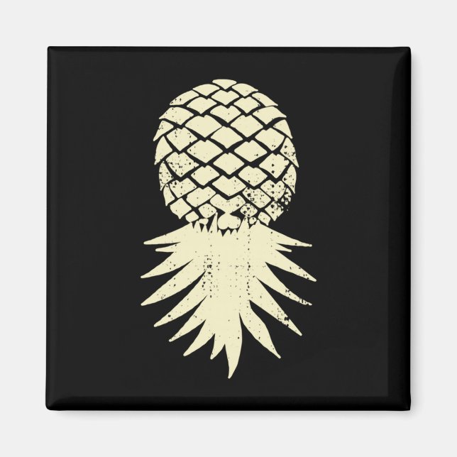 Mens upside down pineapple subtle vacation funny magnet (Front)