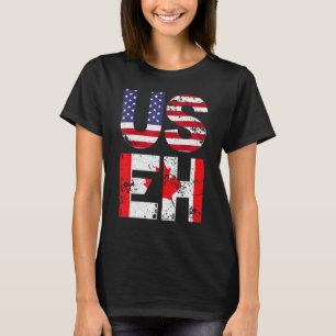 Mens Us Eh  I  Canada American Flag T-Shirt
