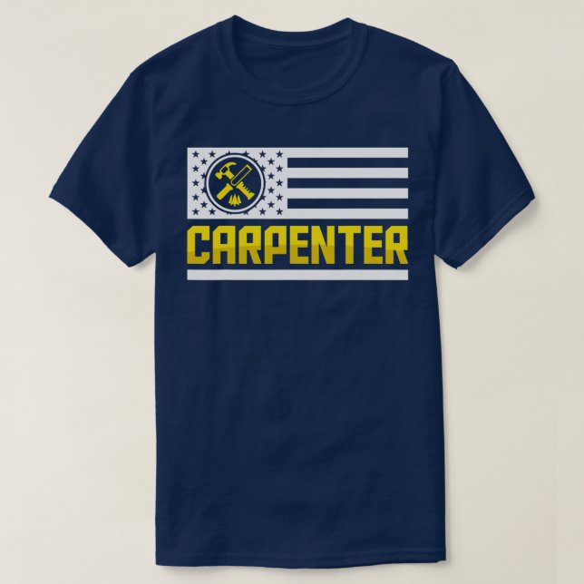 Mens US Flag American Pride Wood Working T-Shirt (Design Front)