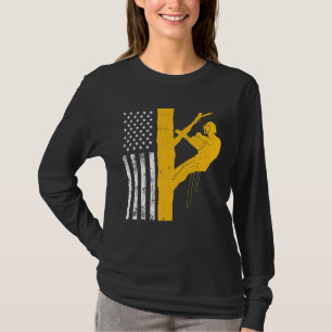 Mens Us Flag Tree Climber T-Shirt