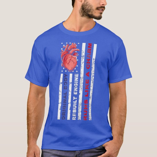 Mens USA American Flag -Mechanic Open Heart T-Shirt (Front)
