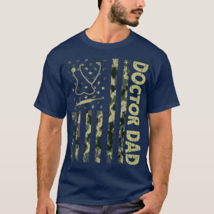 Mens USA Flag Camoue Doctor Dad Patriotic Father's T-Shirt