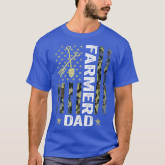 Mens USA Flag Camoue Farmer Dad Patriotic Father's T-Shirt