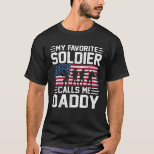 Mens USA Flag My Soldier Calls Me Daddy Army Fathe T-Shirt