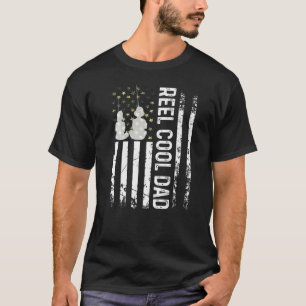 Mens Usa Flag Reel Cool Dad For Daddy Fisherman Fa T-Shirt